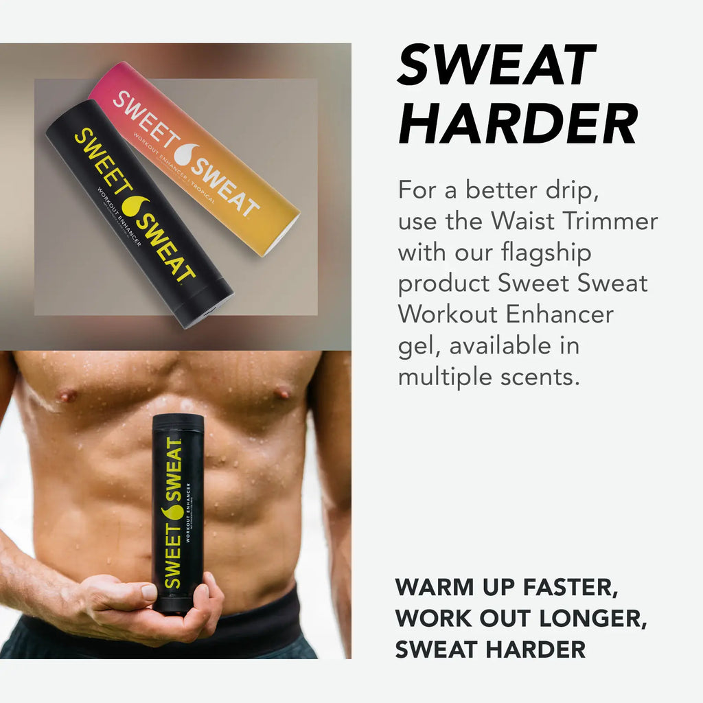 Sweet Sweat Ab Trainer for Women and Men - Sweat Band Waist Trainer Belt for High Intensity Training and Gym Workouts, 5 Adjustable Sizes - Black/Pink