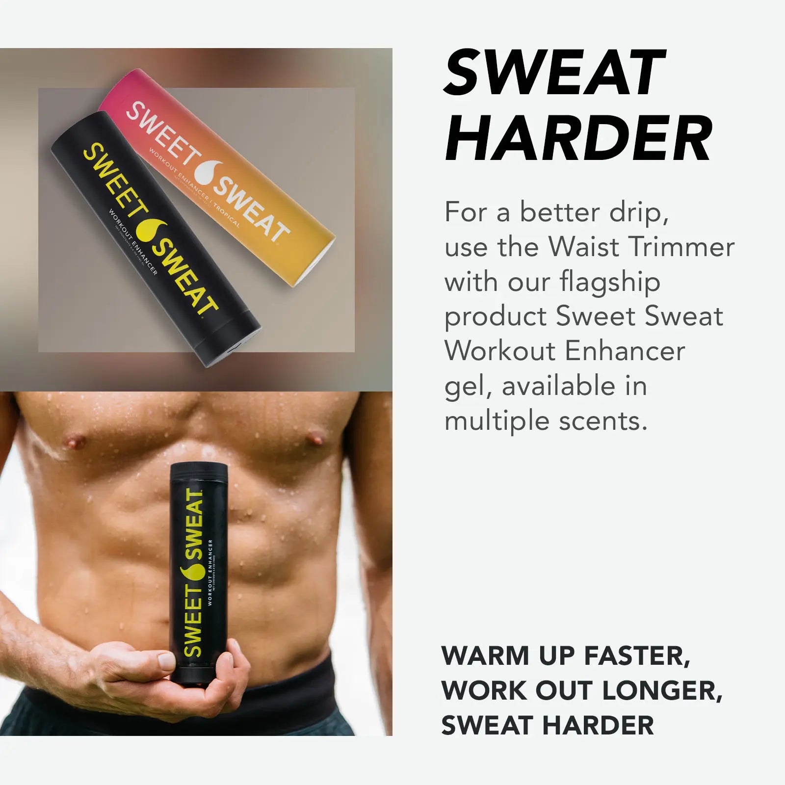 Sweet Sweat Ab Trainer for Women and Men - Sweat Band Waist Trainer Belt for High Intensity Training and Gym Workouts, 5 Adjustable Sizes - Black/Pink