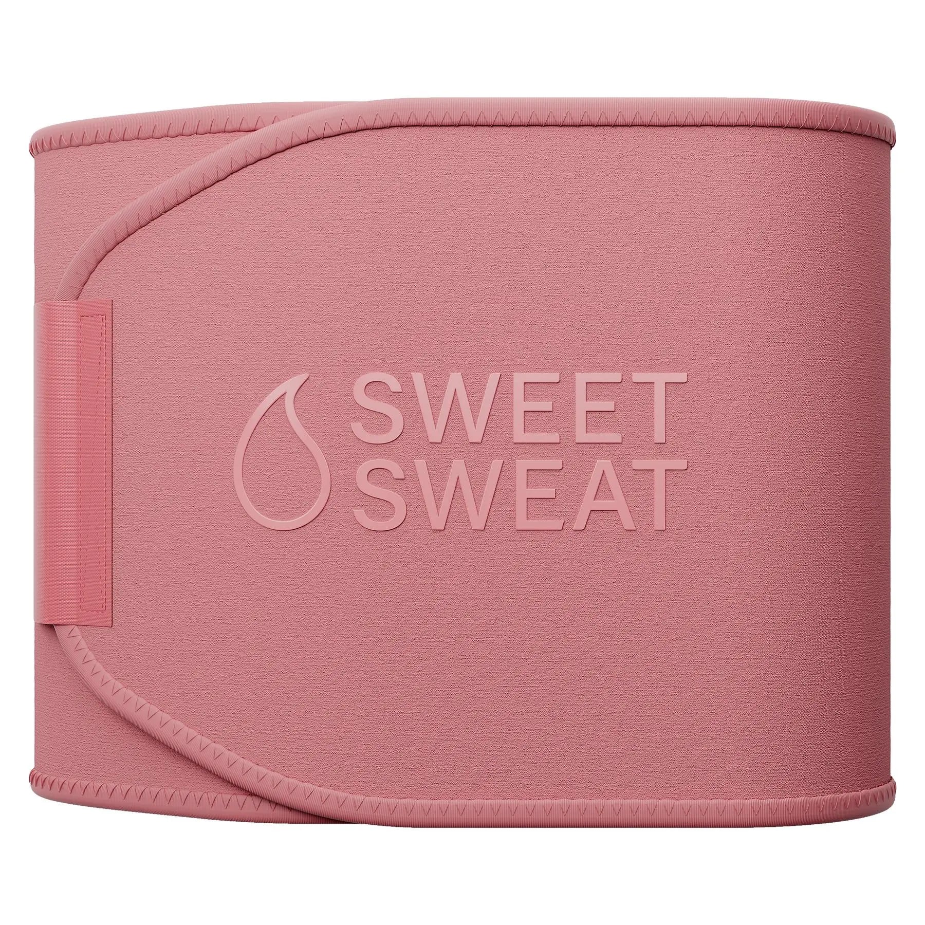 Sweet Sweat Ab Trainer for Women and Men - Sweat Band Waist Trainer Belt for High Intensity Training and Gym Workouts, 5 Adjustable Sizes - Black/Pink